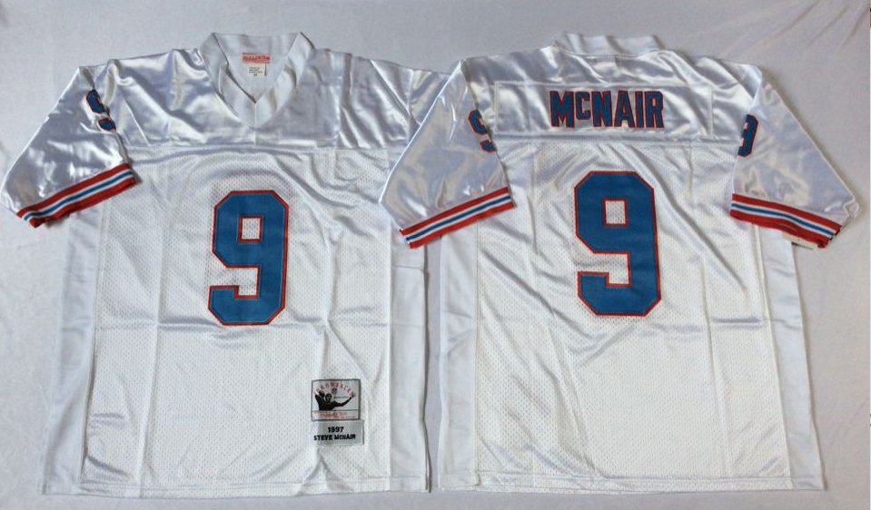 Men NFL Tennessee Oilers 9 McNair white Mitchell Ness jerseys